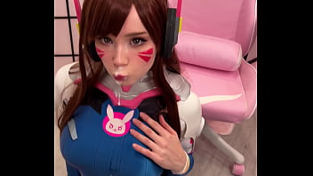 Tiktoker Gal Cosplay D.Va from Overwatch and Deep-throats Man-meat till Facial pop-shot jism load money-shot cum-shot jism load