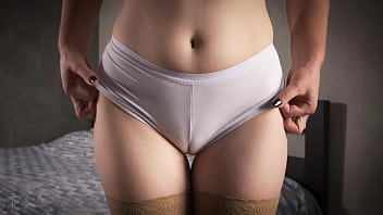 Mummy In Naked Tights Teases White G-string Cameltoe And Thigh Gap Close Up